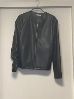 GLACIER フェイクレザー ノーカラージャケット ブラックのサムネイル