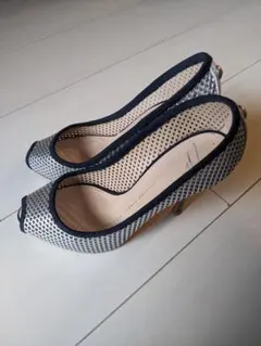 ジュゼッペザノッティ　シルバー メッシュ オープントゥ 　パンプス