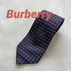 BURBERRY LONDON ネクタイ シルク100 紫 チェック バーバリー