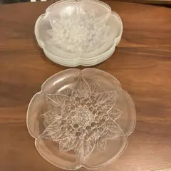 ガラス 花柄皿スカロップエッジ　銘々皿　中皿　5枚セット