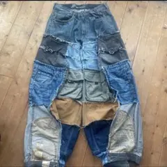 00s MORGAN ネオフリンジ MUD 泥 ダメージフレアデニム グランジ 