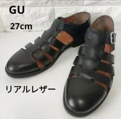 極美品　GU　本革グルカサンダル　メンズ　 黒　ブラック　27cmのサムネイル
