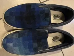 Vans スリッポン 青系 チェック柄