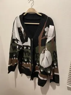 アニマル柄ニットカーディガン　XL