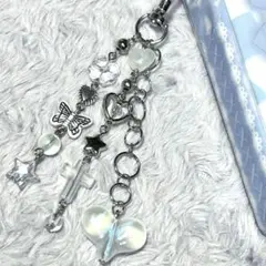 No.45ハート チェーン y2k 韓国 ビーズキーホルダー コレクトブック