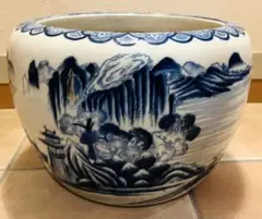 明治期 瑠璃 植木鉢 尾張焼 瀬戸焼 盆栽 古美術 骨董 アンティーク