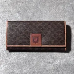 極美品 ヴィンテージ セリーヌ マカダム柄 長財布 ブラウン トリオンフ がま口