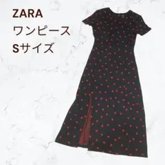 ZARA ザラ ドットニットワンピース 水玉 レトロ