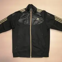 adidas ジャージ上下セットアップ 黒 ゴールドライン Mサイズ