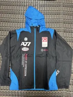 アシックス フード付きジャケット上下ハーフM 黒/青