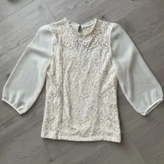 CECIL McBEE フラワーレース 七分袖ブラウス　セシルマクビー