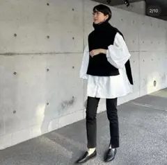 美品★ Bonjour Sagan 裾フレアバルーンスリーブシャツブラウス