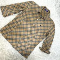 美品✨バーバリーブルーレーベル 5部袖 シャツ ノバチェック ホースロゴ刺繍 M