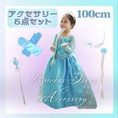 新品 発表会　キッズドレス 100cm 長袖 水色 ロング エルサ プリンセス