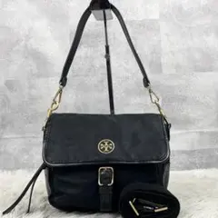 トリーバーチ ナイロン 2WAY ショルダーバッグ ペリー ロゴ型押し ブラック