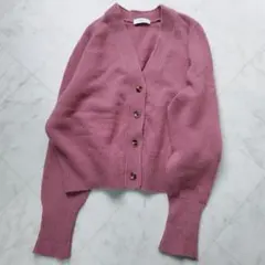 シップスエニィ 23AW AQUA カシミヤ混 Vネックカーディガン ラベンダーのサムネイル