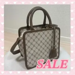 【愛されミニバッグ】2way ほんのりピンク×ブラウン モノグラム No.9