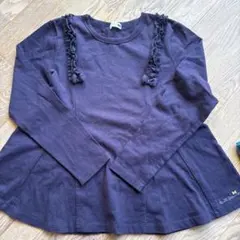 ニットプランナー　フリル付きネイビー長袖カットソー