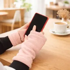 【新品】シェニール×ボア ハンドウォーマー あったか 防寒 ブラウン