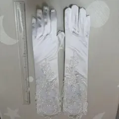 ウェディンググローブ ロング丈 ホワイト レース付き
