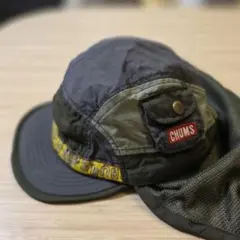 CHUMS フラップ付きハット オリーブ グレー