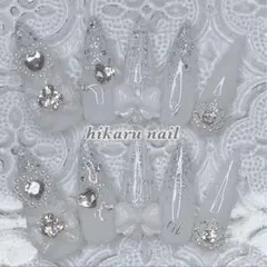 ネイルチップオーダー☆量産型地雷韓国ワンホン清楚系ウェディングホワイト