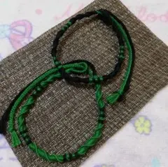 スポーティーアンクレットミサンガ(2本セット) 緑×黒 足首用