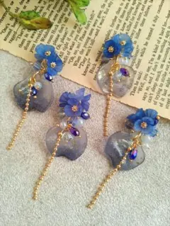 831★2ペア4個オリジナルチャーム、コネクター、手染めフラワー、花びらチェーン