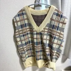 ニットチェックベスト
