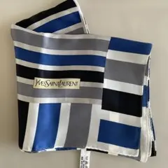 Yves Saint Laurent ストライプ シルクサテンスカーフ　78㎝