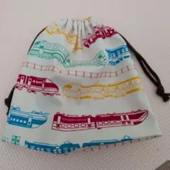 巾着袋　給食袋　コップ袋　電車　新幹線柄　①ハンドメイド
