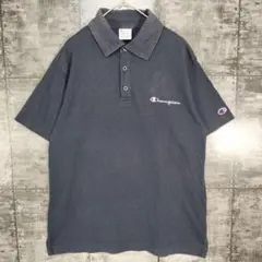 チャンピオン 【Ｍ】 Champion ポロシャツ 刺繍ロゴ 半袖 ネイビー