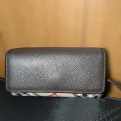 バーバリー　BURBERRY　 ブラウンレザーキーケース　ノバチェック