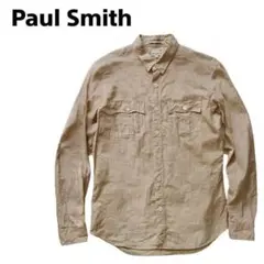 美品 メンズ ポールスミス コットンシャツ ベージュ系チェック