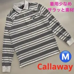 Callaway キャロウェイ　メンズ　吸汗速乾　長袖　ポロシャツ　ボーダー　M