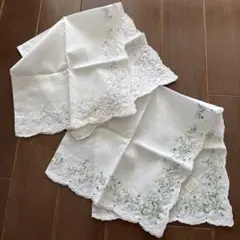 未使用　WAKO 花柄　刺繍　ハンカチ2枚セット　銀座和光　ワコウのサムネイル
