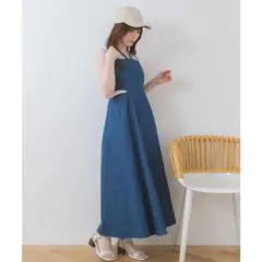 【レトロガール】ems excite サイドスリットキャミワンピース　デニム