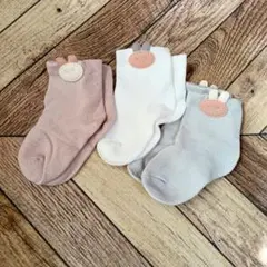 3足セット キッズ靴下 アニマルモチーフ うさぎ