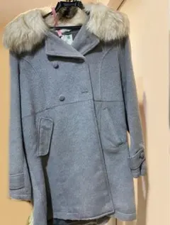 earth music&ecology グレーロングコート ファー付き