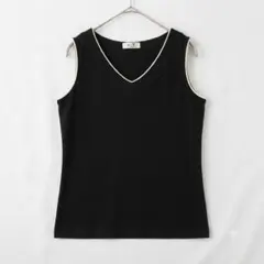 a.v.v ミッシェルクラン　バイカラーVネックタンクトップ M 綿　a2680のサムネイル
