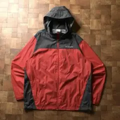 コロンビア　ナイロンジャケット　刺繍ロゴ　レッド　バイカラー　2way　テック系