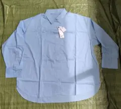 セール品◆ GU オーバーサイズロングシャツ ライトブルー XL