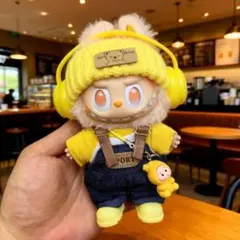 Labubu 洋服ラブブぬいぐるみ着17cm ぬい服　着せ替え服6点セット 黄色