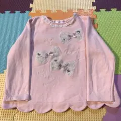 メゾピアノ　リボン刺繍 トレーナー ピンク