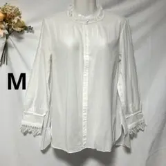 ドゥクラッセ　ブラウス　シャツ　ホワイト　レース　コットン100% サイズ9 M