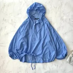 美品 ミズイロインド 2025SS コットンローン フーデッドシャツ ブルー