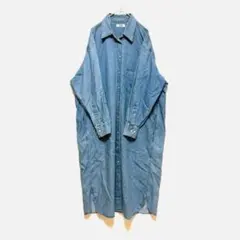 ユニクロU デニムシャツワンピース　ヒモ付き　S 羽織り
