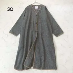 SOEJU ソージュ パイピングケープ ケープコート ノーカラー ネイビー