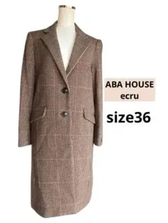 テーラードジャケット　チェスターコート　千鳥柄　ブラウン　サイズ36 S