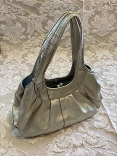 【SALE】 COACH シルバー レザー ショルダーバッグ ハンドバッグ